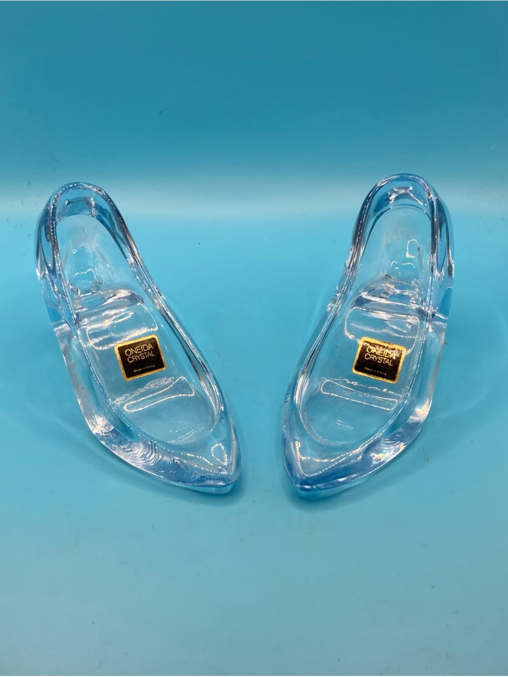 Oneida Lead Crystal Slipper Shoes Figurine Blue